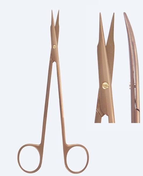 Ножиці "Jameson-Werber", "Titanit", тенотомічні леза з тонкими кінчиками, вигнуті, тупі, довжина 135 мм, 5 1/4". Бренд - Asanus Medizintechnik Gmb, Німеччина